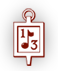 Graphic of a door knocker with the number thirteen and musical notes